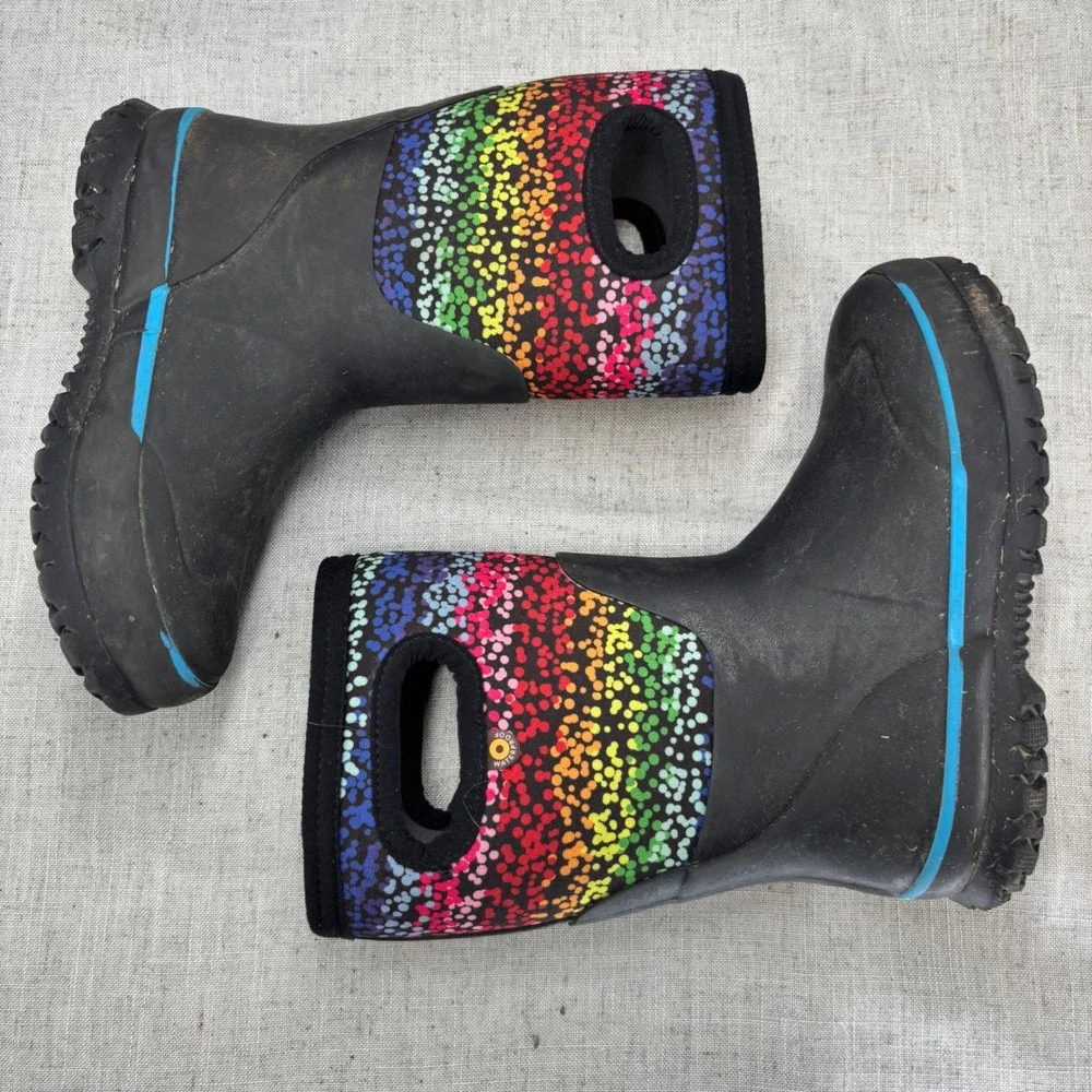 BOGS Rainbow Waterproof Insulated Rubber Neoprene Winter Rain Boot Kids Size 13